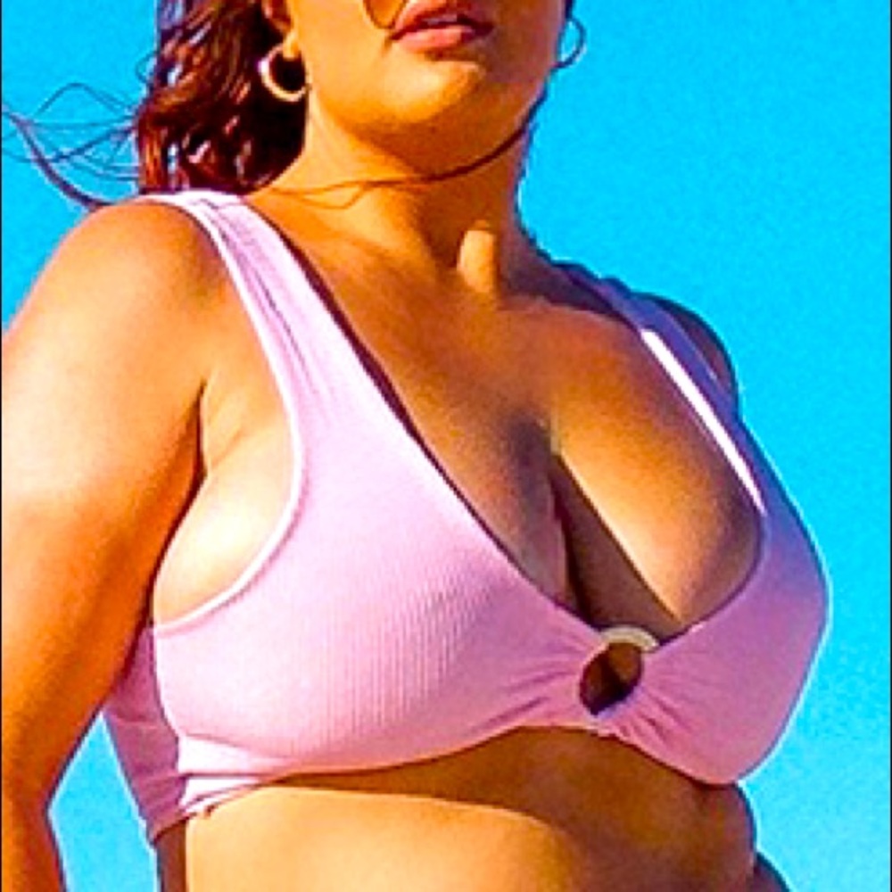 Pink Crinkle Ring Bikini Top